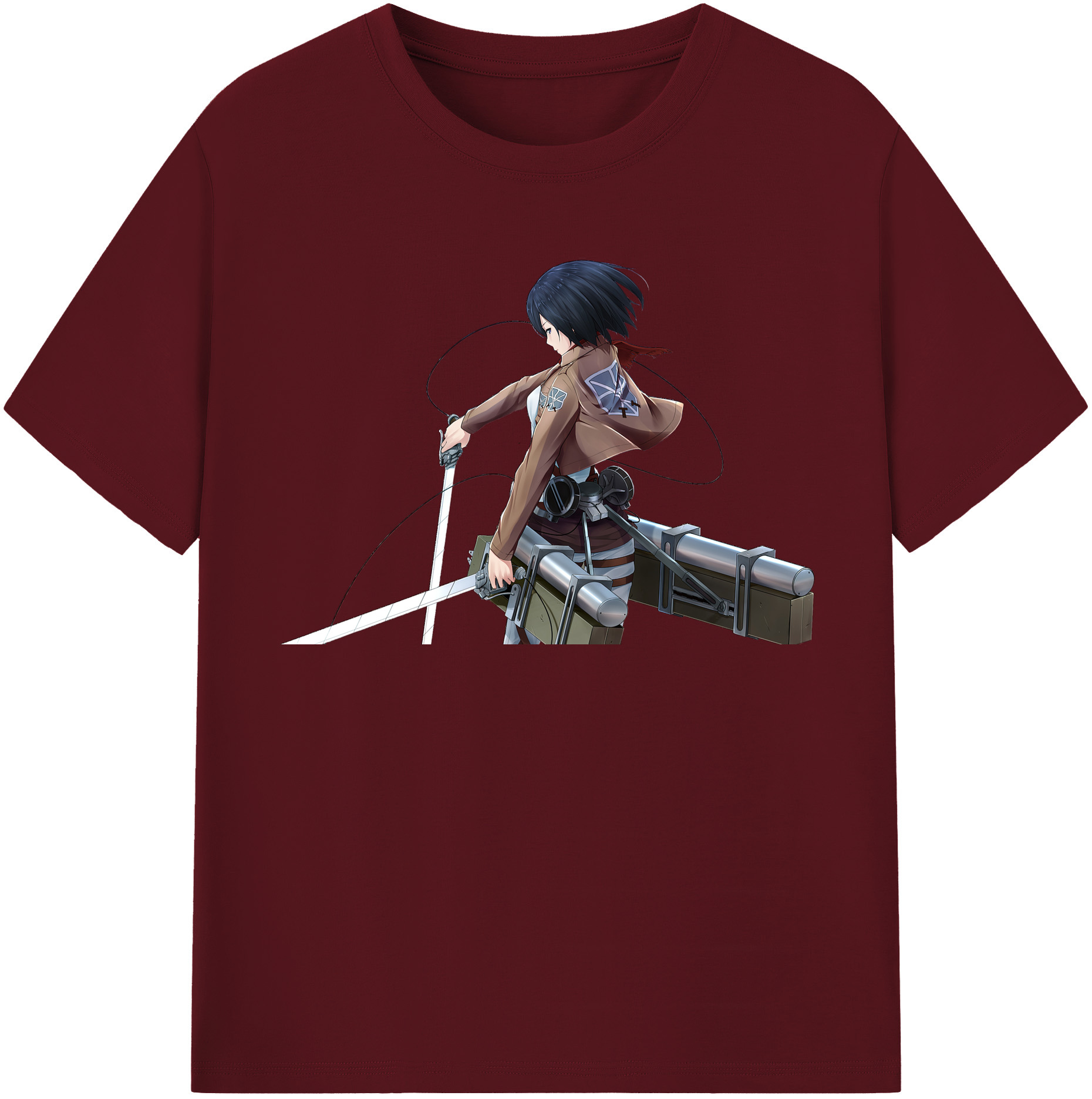 （画像用） 進撃の巨人 ミカサ·アッカーマン Attack on Titan Mikasa Ackerman 綿100％半袖Tシャツ（フロントプリント）